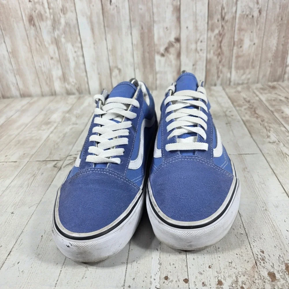 Vans Old Skool Blue White Canvas Suede Low Top Skate Shoes Mens 9 Womens 10.5